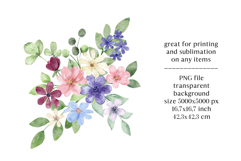 Watercolor flowers clipart bouquet of PNG. Product Image 2