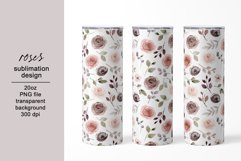 Tumbler sublimation design with roses, png file. Product Image 1