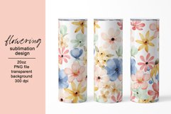 Tumbler sublimation design with flowers, PNG file. Product Image 1