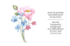 Watercolor flowers clipart bouquet of PNG. Product Image 2