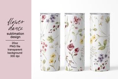 Tumbler sublimation design with flowers, PNG file. Product Image 1