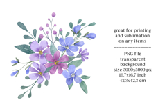 Watercolor flowers clipart bouquet of PNG. Product Image 2