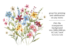 Watercolor flowers clipart bouquet of PNG. Product Image 2