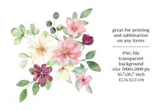 Watercolor flowers clipart bouquet of PNG. Product Image 2