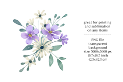Watercolor flowers clipart bouquet of PNG. Product Image 2