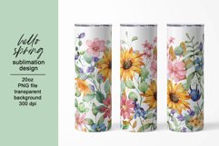 Tumbler sublimation design with sunflowers, PNG file. Product Image 1
