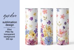 Tumbler wrap, digital sublimation design with flowers, png. Product Image 1