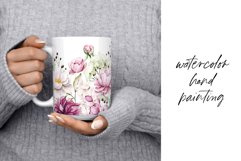 Mug sublimation design with flowers peonies, PNG file. Product Image 2