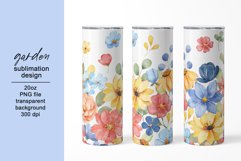 Tumbler sublimation design with flowers, PNG file. Product Image 1