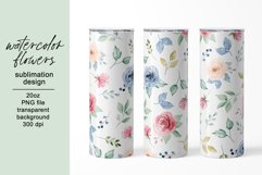 Tumbler sublimation design with flowers, PNG file. Product Image 1