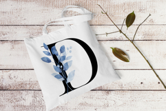 Alphabet, letters, monogram with blue leaves, PNG. Product Image 3