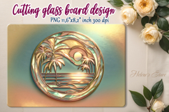 Summer beach palm kitchen glass cutting board sublimation Product Image 1
