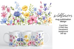 Mug sublimation design with wildflowers, PNG file. Product Image 1