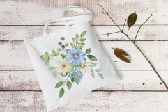 Watercolor blue flowers clipart bouquet of PNG. Product Image 3
