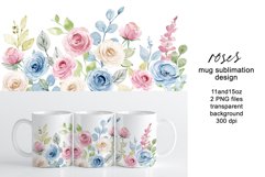 Mug sublimation design with flowers roses. Product Image 1
