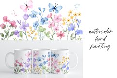 Mug sublimation design with wildflowers and butterflies Product Image 2