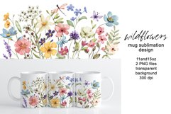 Mug sublimation design with wildflowers, PNG file. Product Image 1