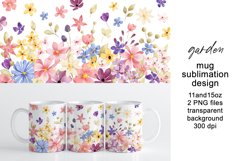 Mug wrap, sublimation design with flowers, leaves, PNG file. Product Image 2