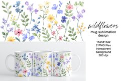 Mug sublimation design with flowers, PNG file. Product Image 1