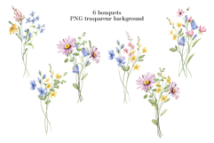 Floral watercolor set. Flowers and leaves clipart, PNG files Product Image 2