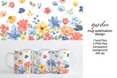 Mug sublimation design with flowers, PNG file. Product Image 1