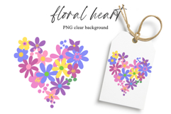 Floral heart, flowers clipart, PNG. Product Image 1