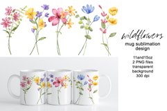 Mug sublimation design with wildflowers, PNG file. Product Image 1