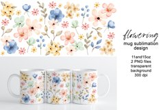 Mug sublimation design with flowers, PNG file. Product Image 1