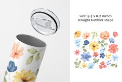 Tumbler sublimation design with flowers, PNG file. Product Image 2