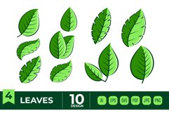 Green leaves vector bundle set Product Image 1