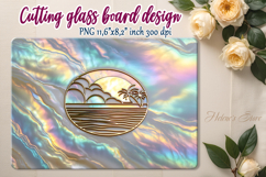 Summer beach palm kitchen glass cutting board sublimation Product Image 1