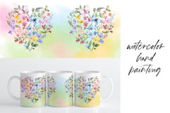 Mug sublimation design with floral heart, PNG file. Product Image 2