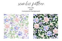 Floral watercolor set. Flowers peonies clipart, PNG files Product Image 9