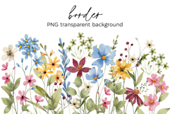 Floral watercolor set. Flowers and leaves clipart, PNG files Product Image 6