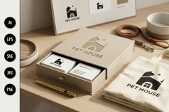 Pet House Logo Cat and Butterfly Design Product Image 1