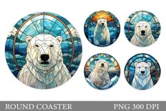 Polar Bear Coaster Design. Bear Round Coaster Sublimation Product Image 1