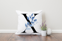 Alphabet, letters, monogram with blue leaves, PNG. Product Image 5