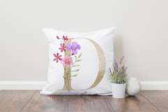 Alphabet, gold letters,  floral monogram with flowers, PNG. Product Image 4
