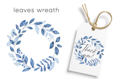 Navy blue leaves watercolor set, clipart png files. Product Image 4