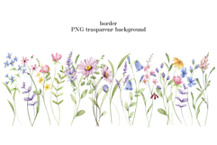 Floral watercolor set. Flowers and leaves clipart, PNG files Product Image 4
