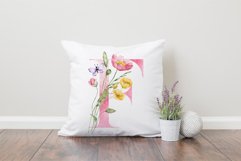 Alphabet, pink letters and numbers with flowers. Product Image 3