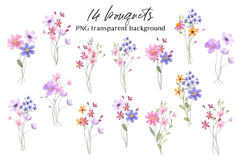Floral watercolor set. Flowers and leaves clipart, PNG files Product Image 6
