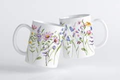 Floral watercolor set. Flowers and leaves clipart, PNG files Product Image 5