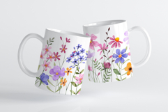 Mug wrap, sublimation design with wild flowers, PNG file. Product Image 3