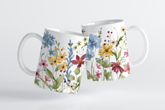 Mug wrap, sublimation design with wild flowers, PNG file. Product Image 2