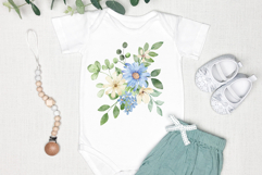 Watercolor blue flowers clipart bouquet of PNG. Product Image 4
