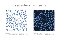 Navy blue leaves watercolor set, clipart png files. Product Image 7