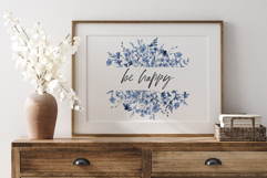 Watercolor blue flowers border, floral frame, clipart. Product Image 4