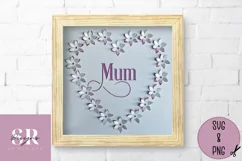 3D Floral Mum heart| Paper cutting | Mother’s Day card SVG. Product Image 2
