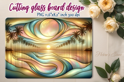 Summer beach palm kitchen glass cutting board sublimation Product Image 1